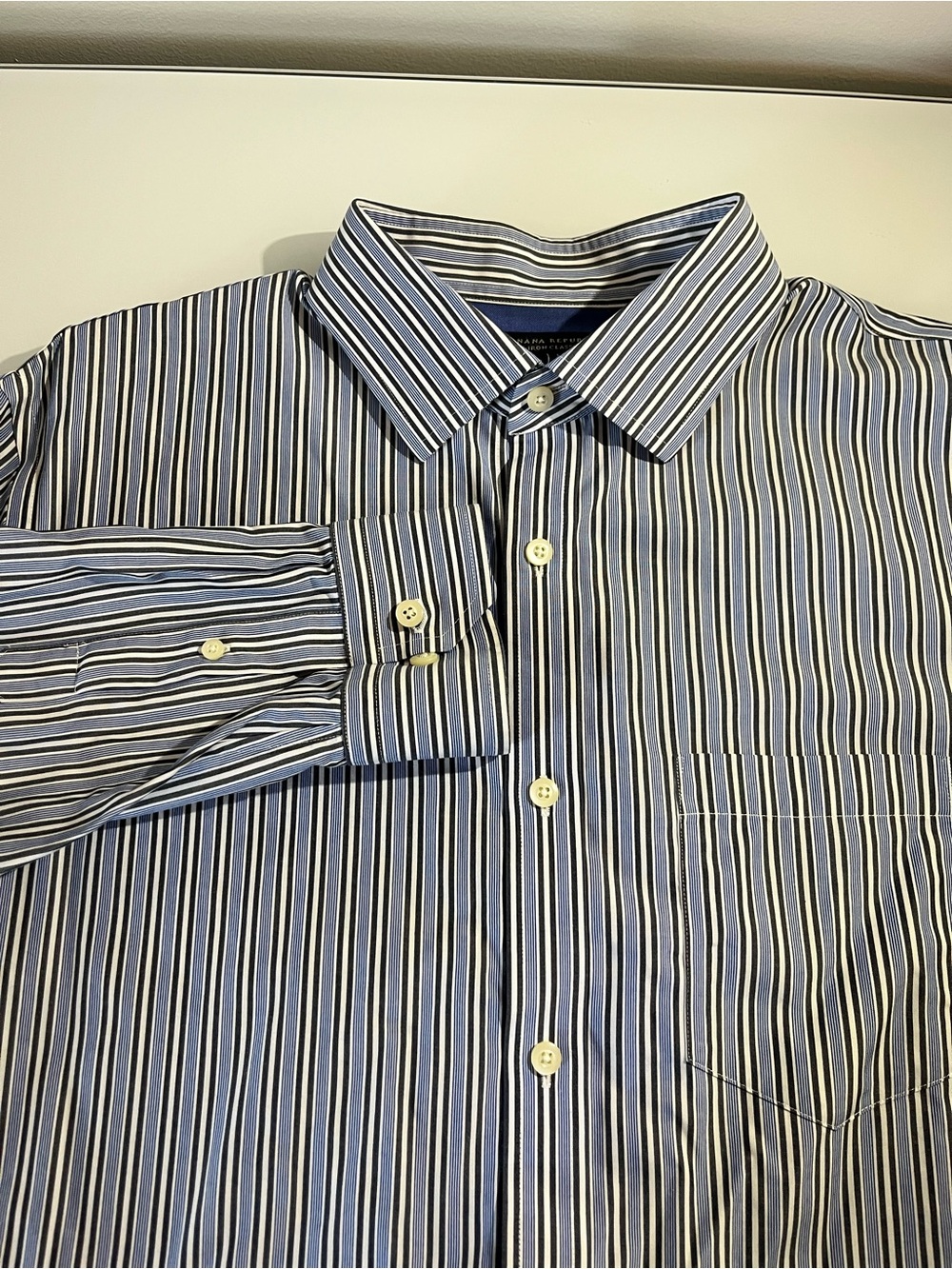Banana Republic Blue and White Striped Dress Shirt